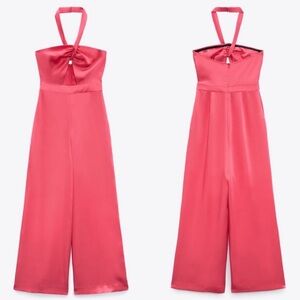 ZARA SATIN EFFECT CUT OUT JUMPSUIT NWT XS